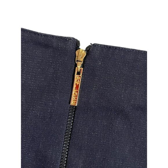 St John Sport Marie Gray Double Front Zip Navy Sheath Skirt 4 - Picture 4 of 6